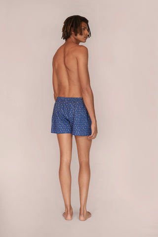 Ultra-Light Cotton Boxers - Zebra Print - Navy Blue