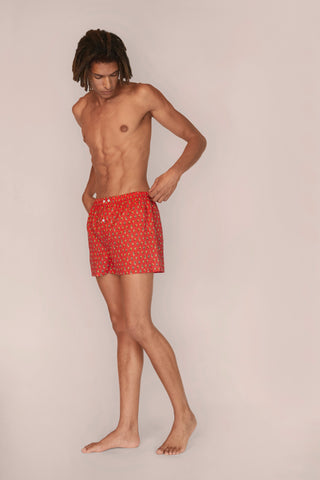 Ultra-Light Cotton Boxers - Zebra Print - Raspberry Red