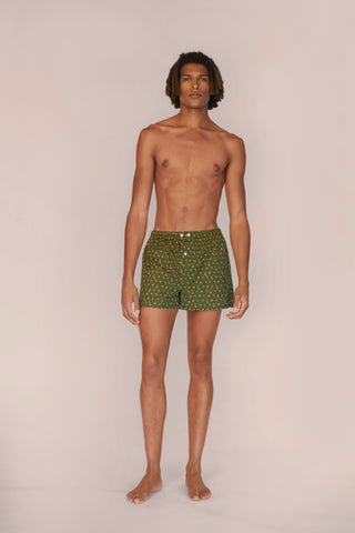 Ultra-Light Cotton Boxers - Zebra Print - Olive Green