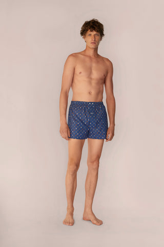 Ultra-Light Cotton Boxers - Dog Print - Navy Blue