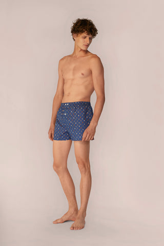 Ultra-Light Cotton Boxers - Dog Print - Navy Blue