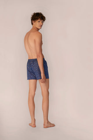Ultra-Light Cotton Boxers - Dog Print - Navy Blue