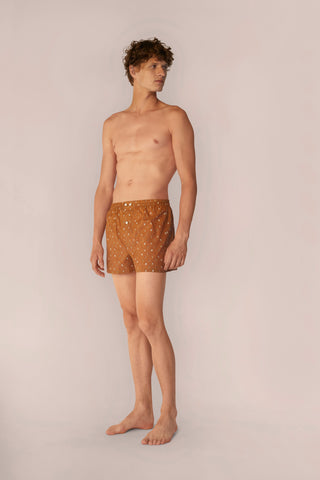 Ultra-Light Cotton Boxers - Dog Print - Tobacco Brown