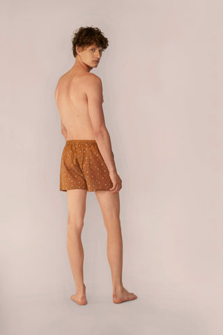 Ultra-Light Cotton Boxers - Dog Print - Tobacco Brown