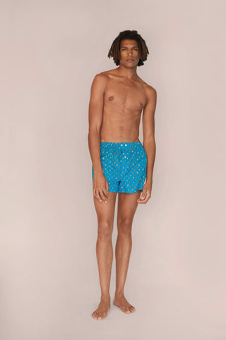Ultra-Light Cotton Boxers - Dog Print - Aquamarine
