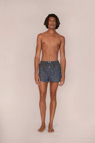 Ultra-Light Cotton Boxers - Dog Print - Charcoal Gray
