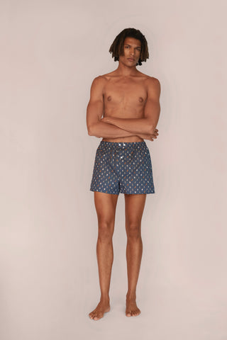 Ultra-Light Cotton Boxers - Dog Print - Charcoal Gray