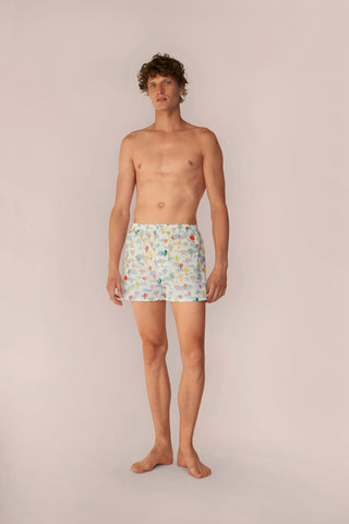 Ultra-Light Cotton Boxers - Hot Air Balloon Print - White