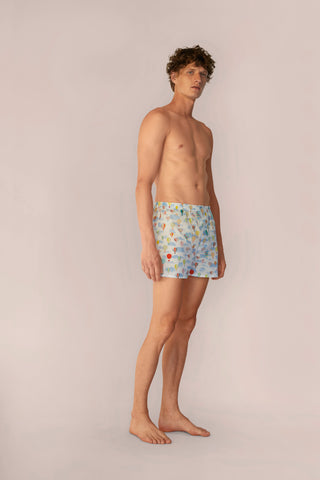 Ultra-Light Cotton Boxers - Hot Air Balloon Print - White
