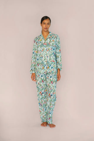 Ultra-Light Cotton Pajama Set - Tropical Print