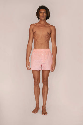 Cotton Boxers - Gingham - Tangerine Orange