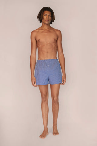 Cotton Boxers - Checkered - Ink Blue