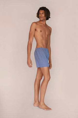 Cotton Boxers - Checkered - Ink Blue