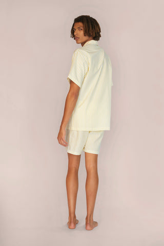 Cotton Short Pajama Set - Striped - Limoncello Yellow