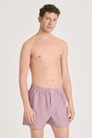 Cotton Boxers - Striped - Cherry Red