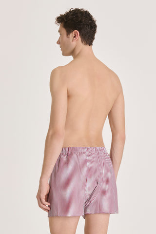 Cotton Boxers - Striped - Cherry Red