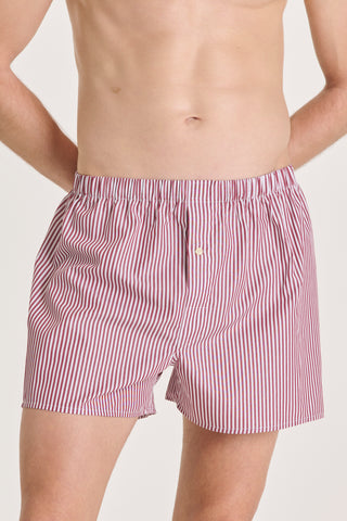 Cotton Boxers - Striped - Cherry Red