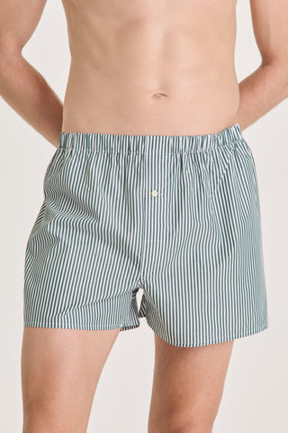Cotton Boxers - Striped - Forest Green