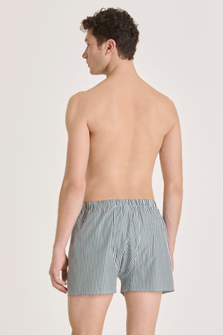 Cotton Boxers - Striped - Forest Green