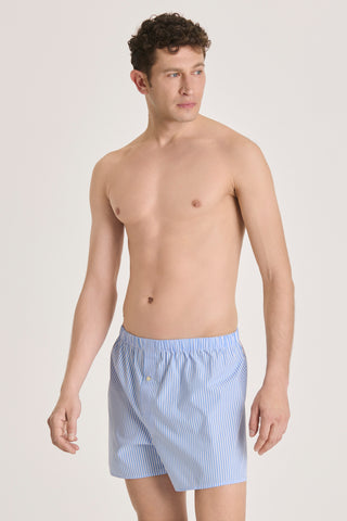 Cotton Boxers - Striped - Sky
