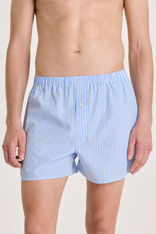 Cotton Boxers - Striped - Sky
