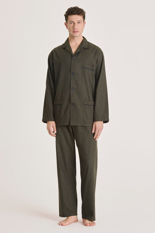 Cotton Flannel Pajama Set - Forest Green