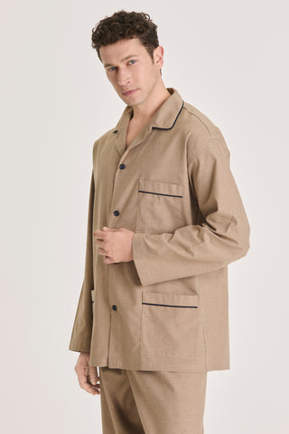 Cotton Flannel Pajama Set - Sand