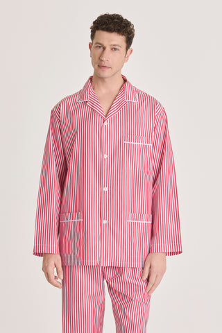 Cotton Pajama Set - Striped - Cherry Red