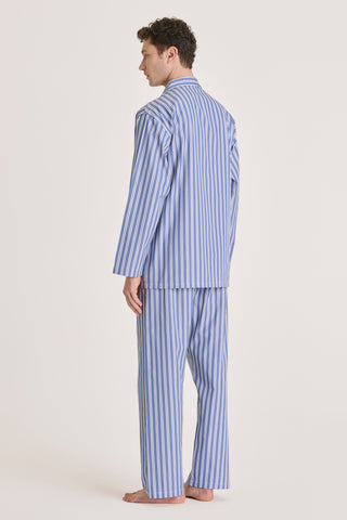 Cotton Pajama Set - Striped - Light Blue