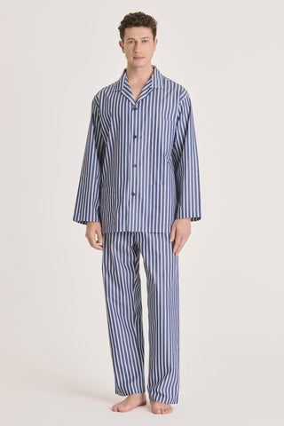Cotton Pajama Set - Striped - Midnight Blue