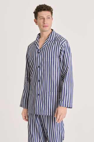 Cotton Pajama Set - Striped - Midnight Blue