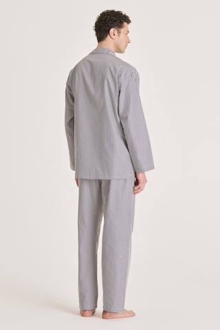 Cotton Pajama Set - Striped- Navy Blue and Mauve