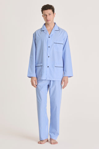 Cotton Pajama Set - Striped - Sky