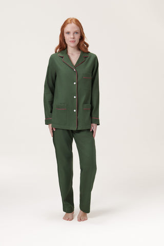 Premium Cotton Flannel Pajama Set - Moss Green