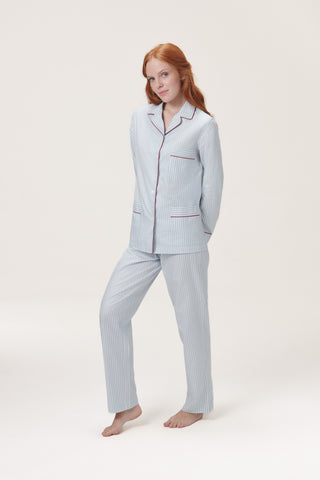 Soft Cotton Pajama Set - Striped - Sky