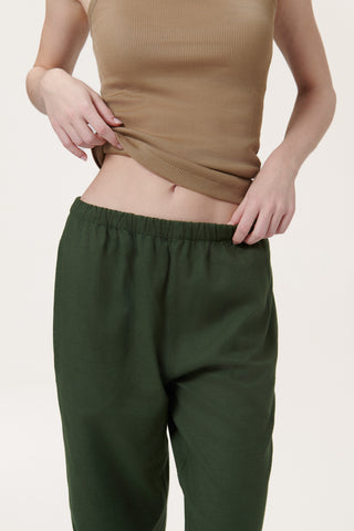 Premium Cotton Flannel Lounge Pants - Moss Green