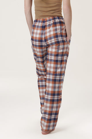Premium Cotton Flannel Lounge Pants - Plaid - Apricot Yellow