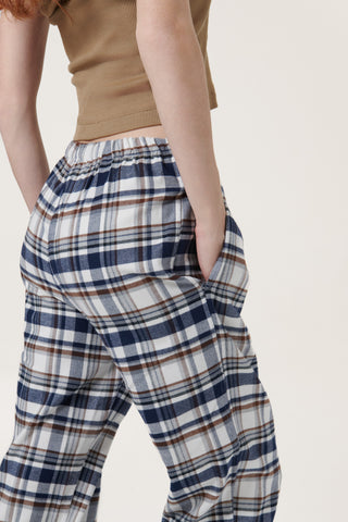 Premium Cotton Flannel Lounge Pants - Plaid - Mocha