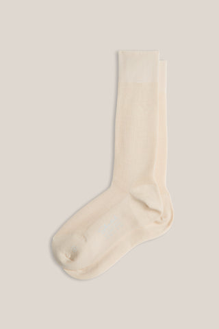 Merino Wool Gentle Ribbed Socks - Mid-Calf - Cream