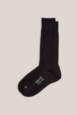 Merino Wool Gentle Ribbed Socks - Mid-Calf - Black