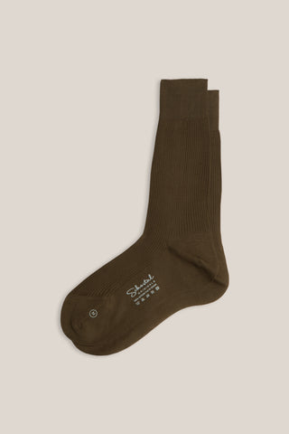 Cotton Lisle Gentle Ribbed Mid-Calf Socks-Taupe