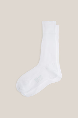 Cotton Lisle Gentle Ribbed Mid-Calf Socks-White