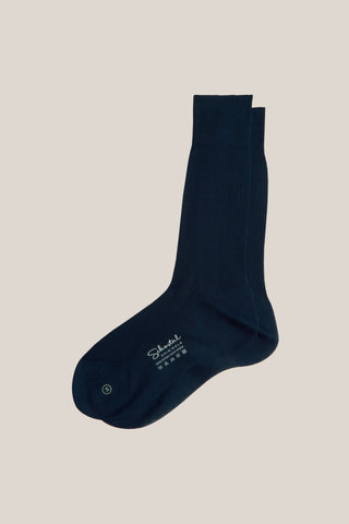 Cotton Lisle Gentle Ribbed Mid-Calf Socks-True blue