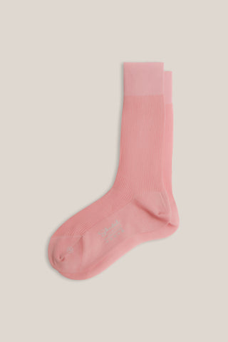 Cotton Lisle Gentle Ribbed Mid-Calf Socks-Dusty rose