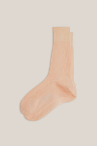 Cotton Lisle Gentle Ribbed Mid-Calf Socks-Ivory