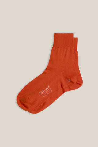 Light Stretch Cotton Quarter Socks - Tangerine Orange