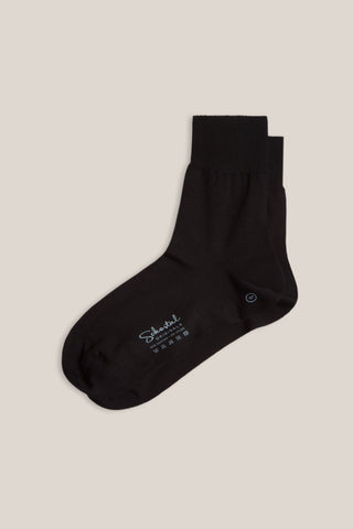 Light Stretch Cotton Quarter Socks - Black