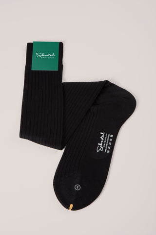 Cotton Lisle Ribbed Socks - Over-the-Calf