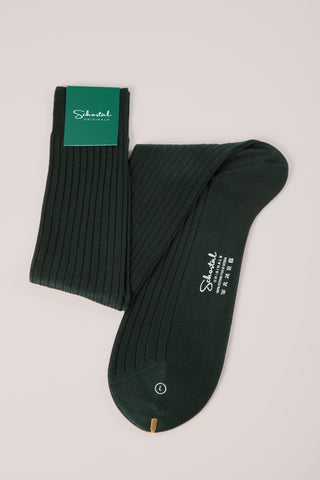 Cotton Lisle Ribbed Socks - Over-the-Calf