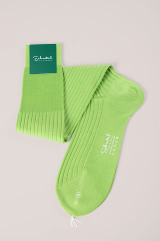 Fine Cotton Lisle Ribbed Socks - Over-the-Calf